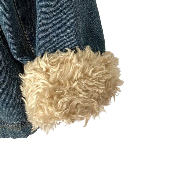 Esprit Penny Lane Denim Sherpa Trim Jean Coat Jacket size large quilted - Picture 4 of 10